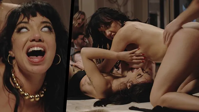 Evde Anna Claire Clouds ve Chloe Surreal'in grup seks ve porno